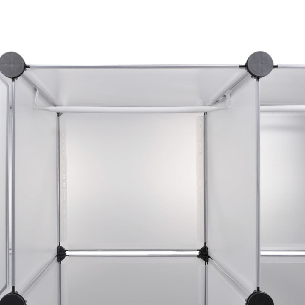 Fehér moduláris szekrény 18 rekesszel 37 x 146 x 180,5 cm 