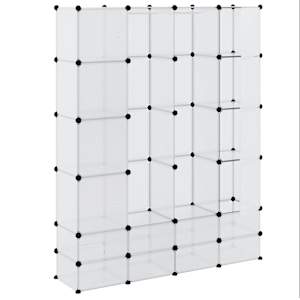 Modulární skříň s 18 přihrádkami bílá 37 x 146 x 180,5 cm - obrázek 3