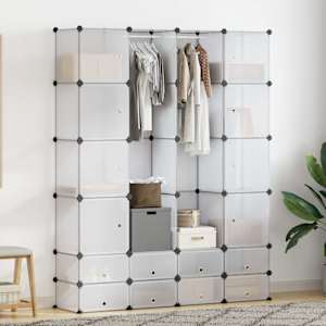 Modularna omara z 18 predelki bela 37x146x180,5 cm