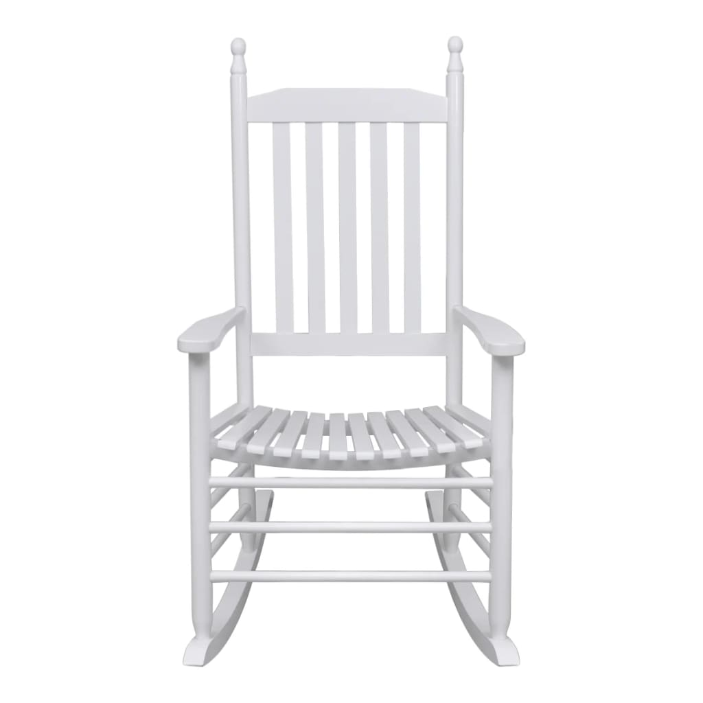 vidaXL Rocking Chair with Curved Seat White Wood Garden Patio Indoor