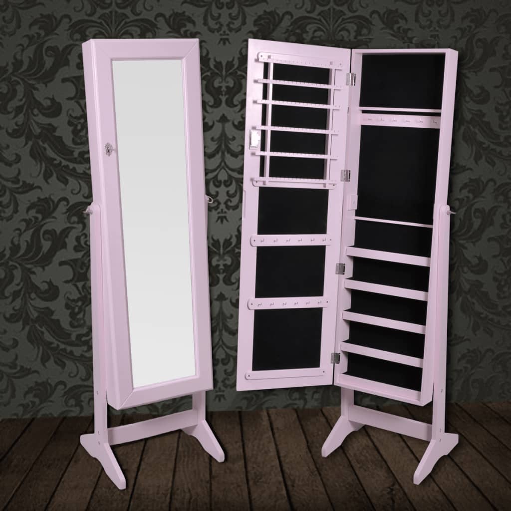 Free Standing Mirror Jewellery Cabinet Wardrobe