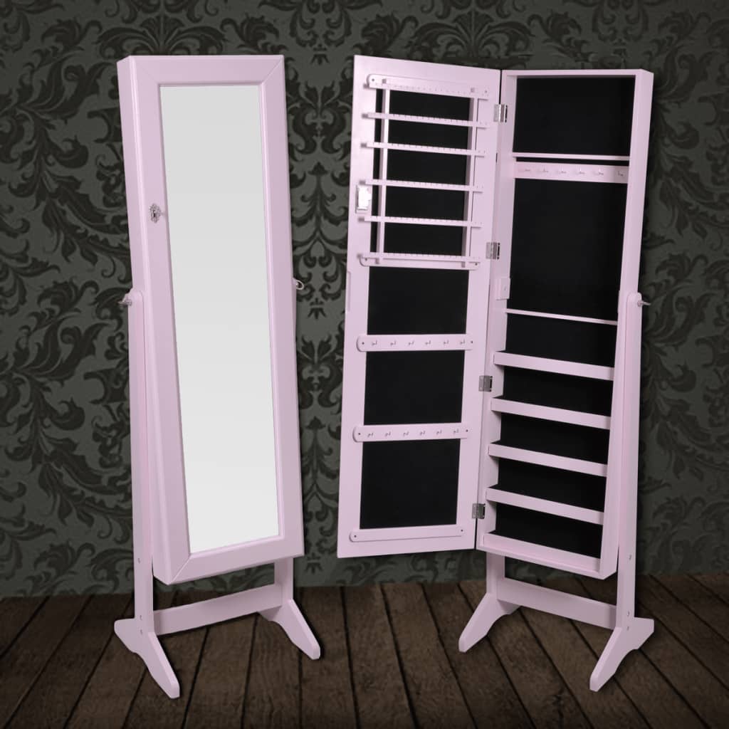 vidaXL Sieradenkast met spiegel 146 x 37 x 46 cm (roze)