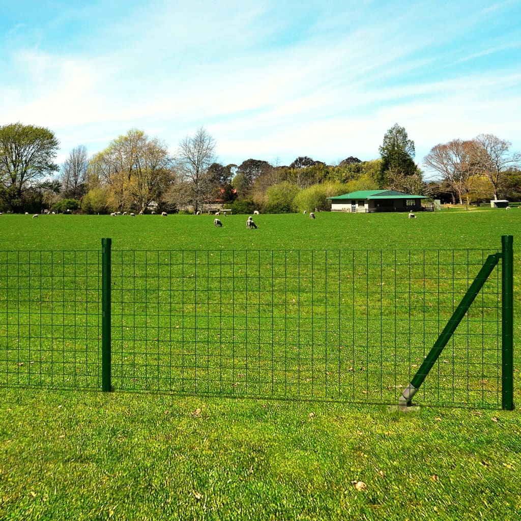 vida XL Eurozaun Stahl 10 x 1,0 m Grün