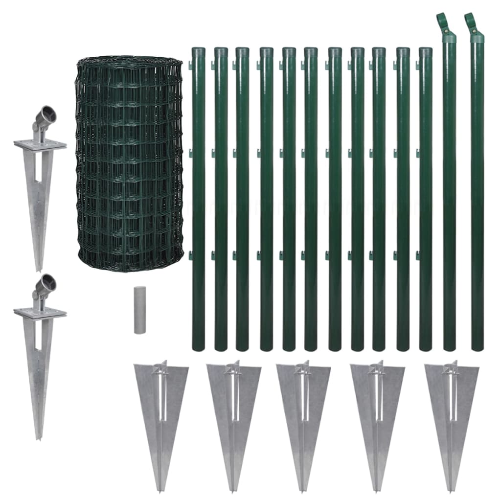 

vidaXL Euro Fence Steel 82ft x 2.6ft Green