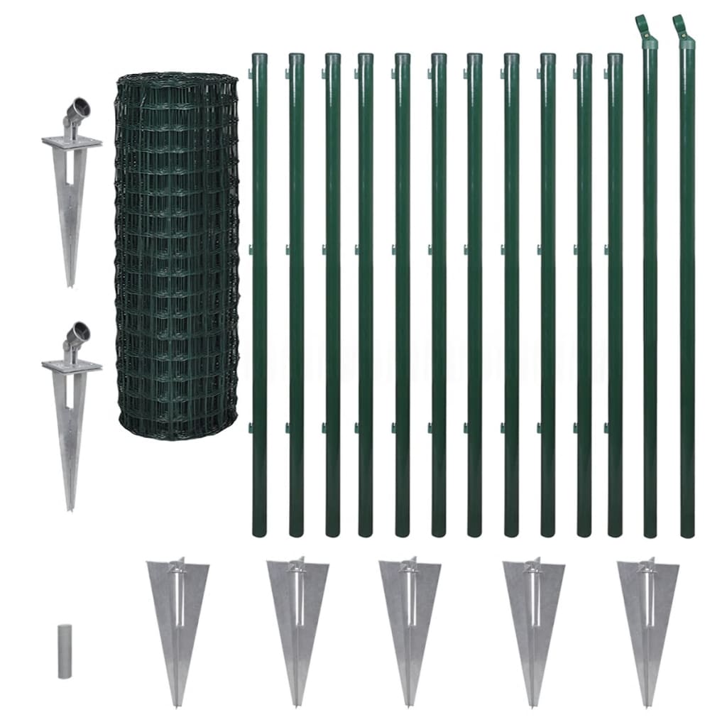 

vidaXL Euro Fence Steel 82ft x 3.9ft Green