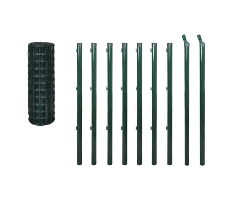 vidaXL Set de euro valla acero verde 10x0,8 m