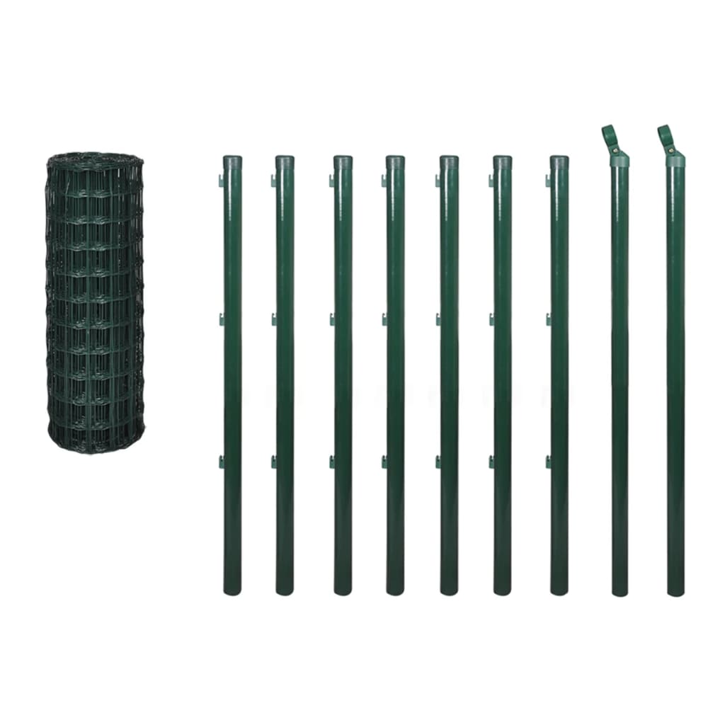 vidaXL Euro Fence Steel 10x1.0 m Green