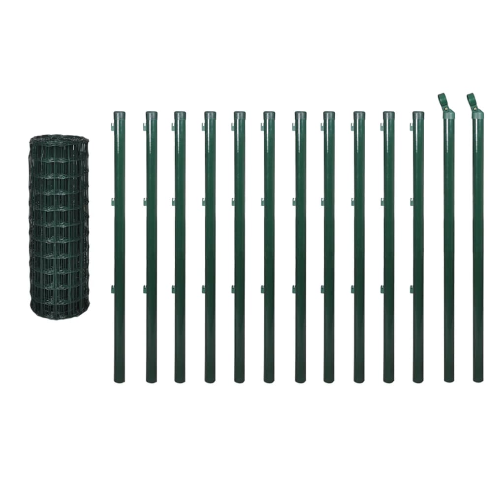 Image of vidaXL Euro Fence Steel 25x1.0 m Green