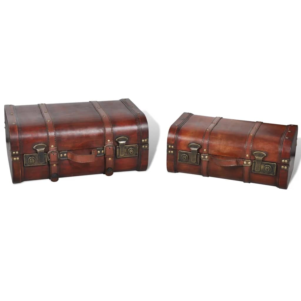 Coffre De Rangement Vintage Bois Marron 2 Pcs VidaXL 15 width=274