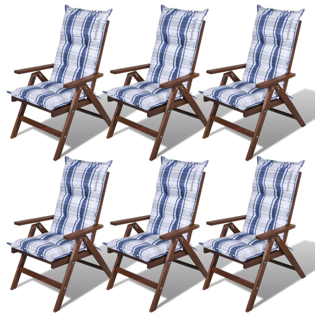 Pernă scaun de grădină, grosime 8 cm, albastru, 6 buc. imagine vidaxl.ro