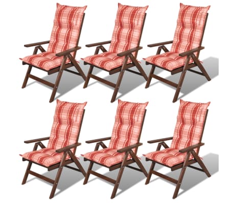3 x 40815 6 pcs Garden chair cushion red&orange 8cm thick | vidaXL.com.au