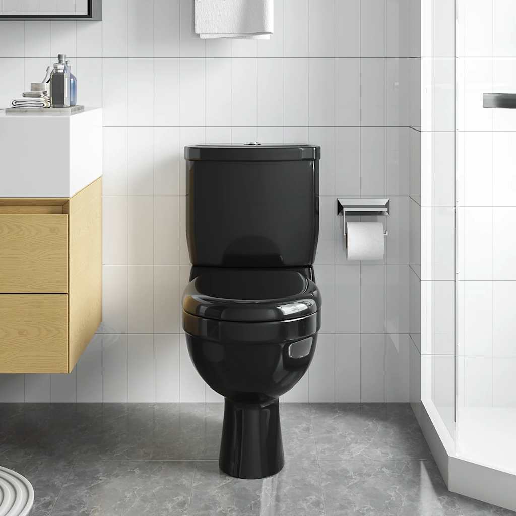vidaXL Vas WC cu rezervor, negru