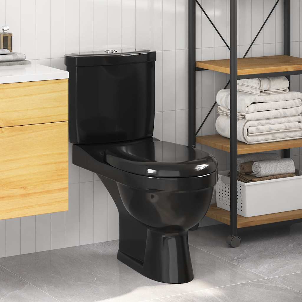 vidaXL Toilette mit Spülkasten Schwarz