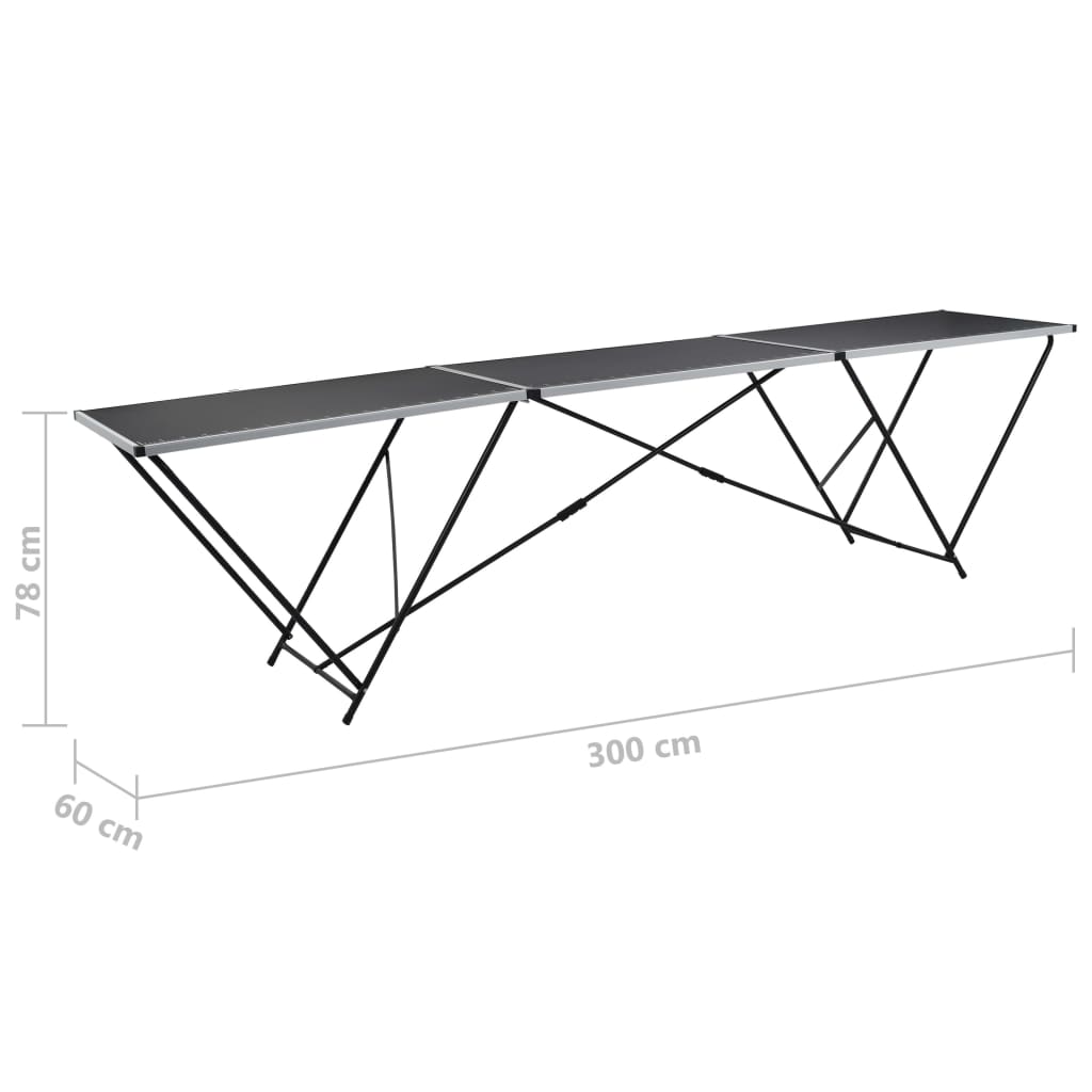 Összecsukható MDF/alumínium tapétázóasztal 300 x 60 x 78 cm 