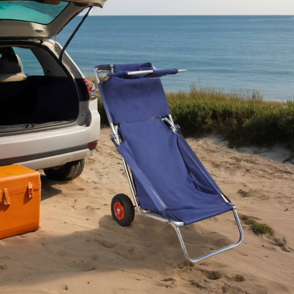 vidaXL Strandwagen mit Rädern Tragbar Klappbar Blau