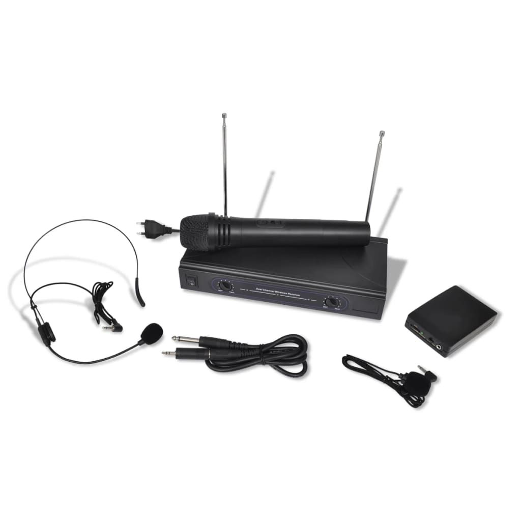 

vidaXL Set draadloze microfoon, koptelefoon en VHF ontvanger