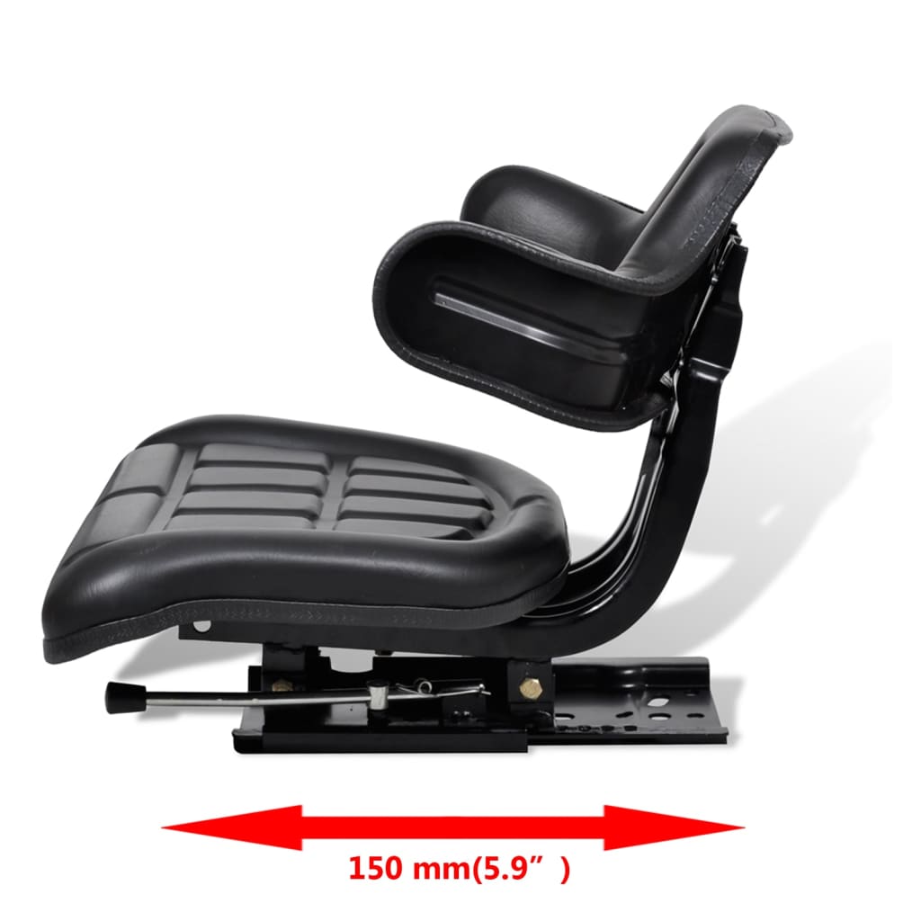 vidaXL Tractor Seat with Backrest Black