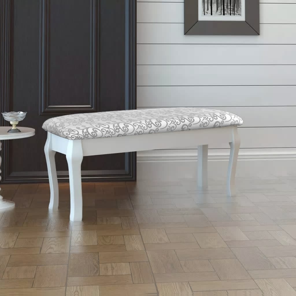 vidaXL polstret bænk til kosmetikbord 2-personers 110 cm hvid