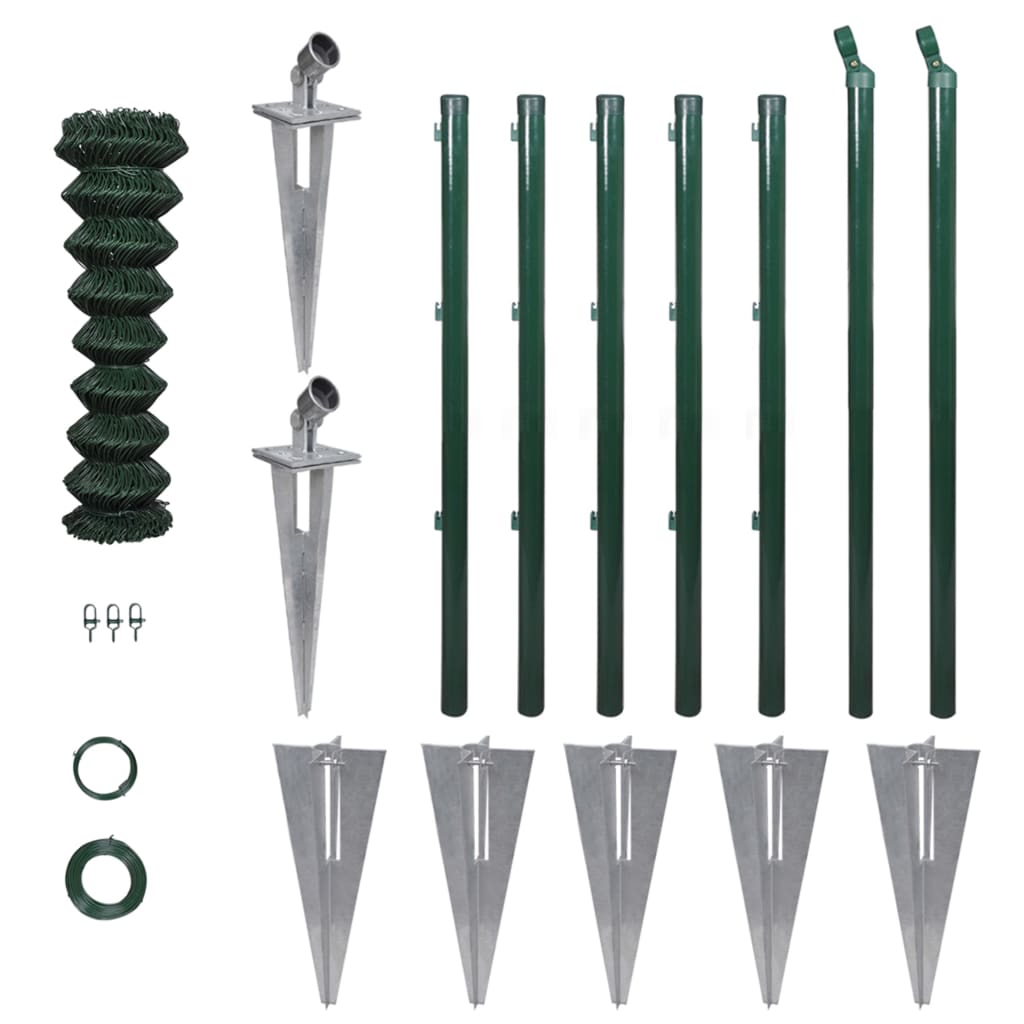

vidaXL Chain Link Fence with Posts Spike Steel 2.6ftx49.2ft