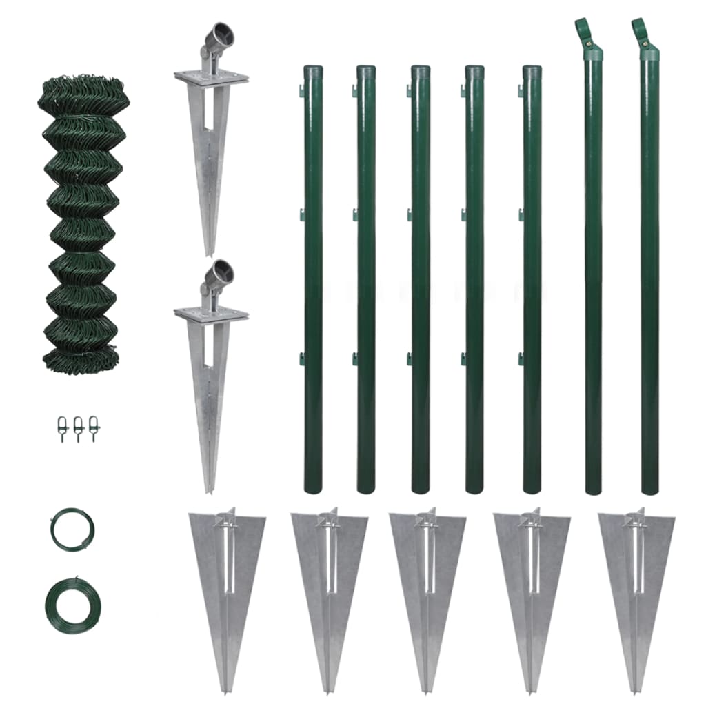 

vidaXL Chain Link Fence with Posts Spike Steel 3.3ftx49.2ft