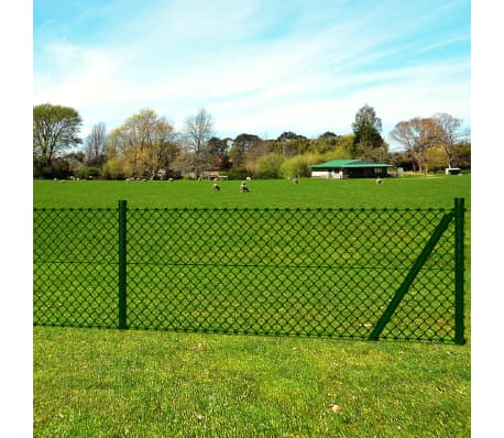 vidaXL Chain Link Fence with Posts Spike Steel 1,25x15 m