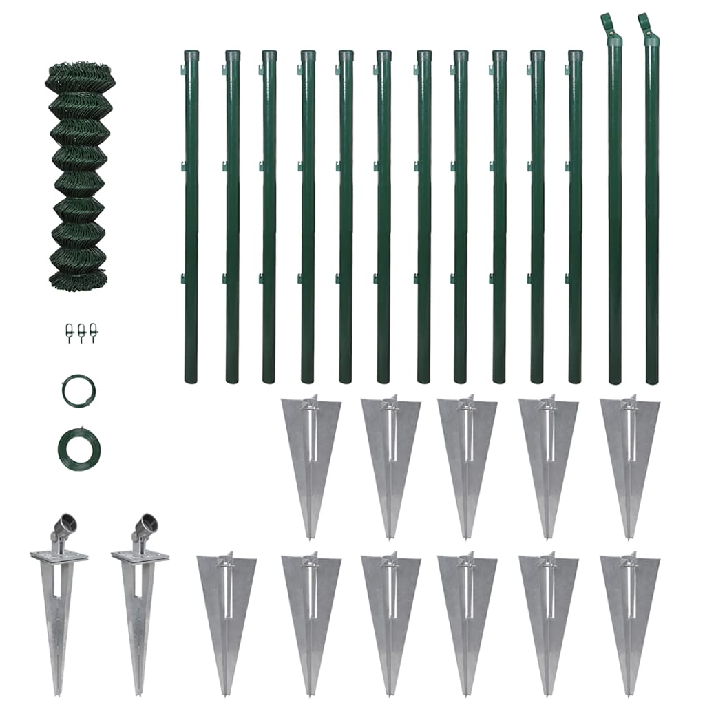 vidaXL Gard de legătură din plasă cu stâlpi/țăruși, 1,0 x 25 m, oțel 10°