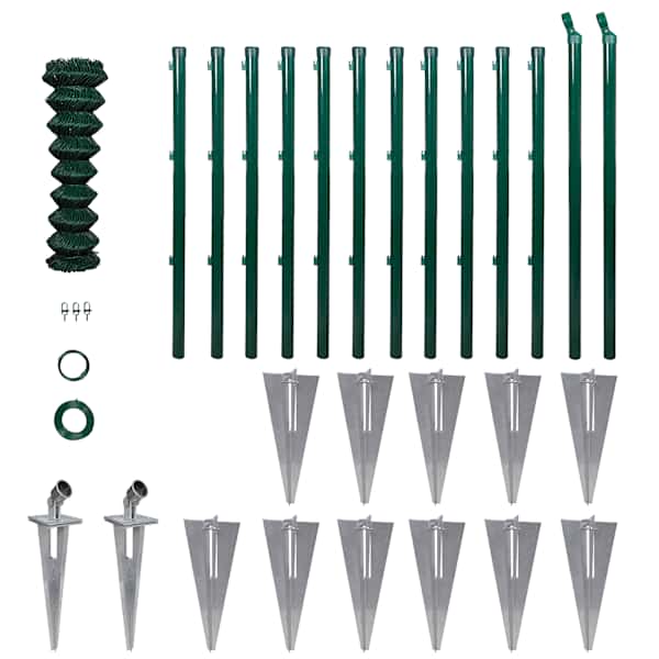 vidaXL v&otilde;rkaed postide ja vaiadega, teras, 1,25 x 25 m