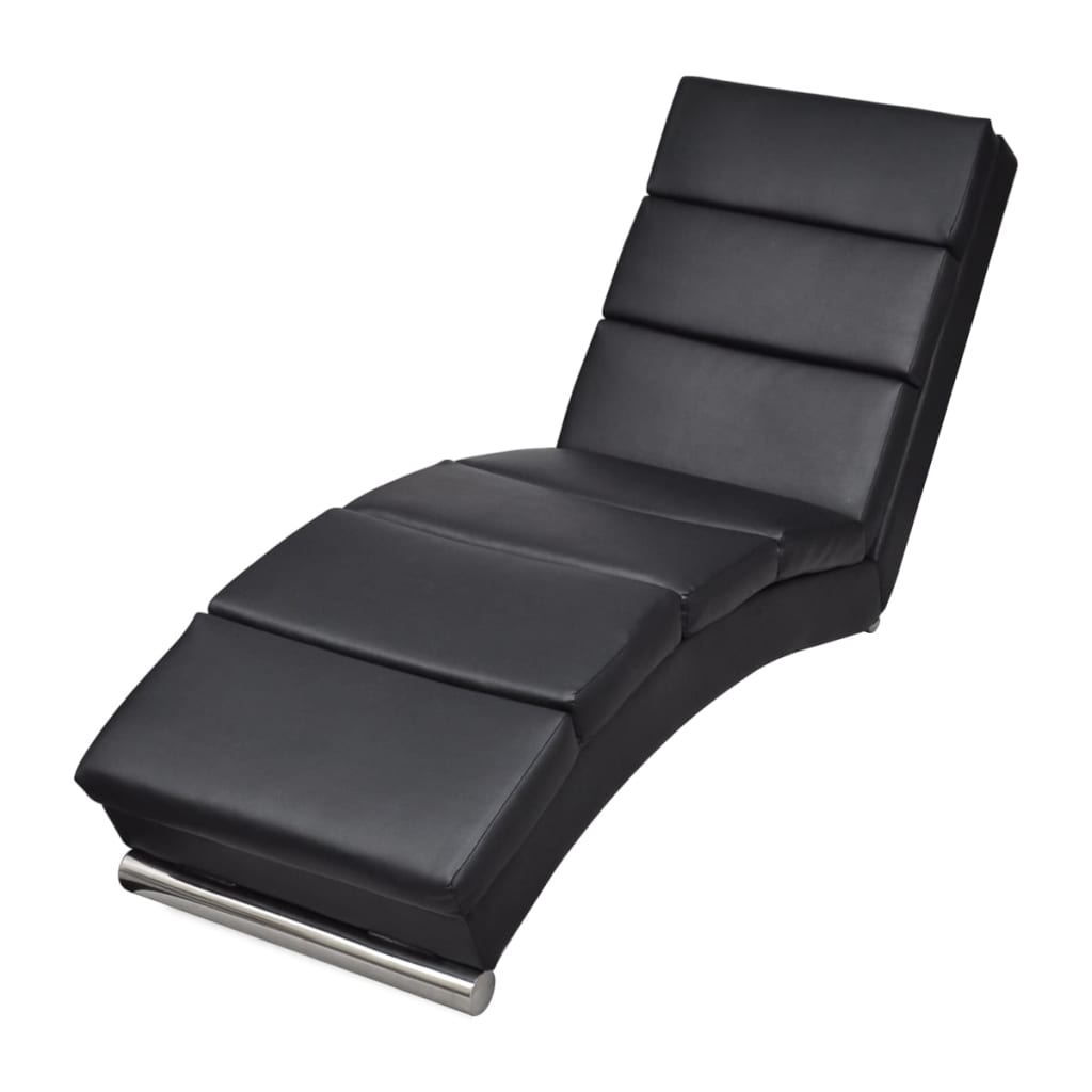 vidaXL Chaise Longue Black Faux Leather