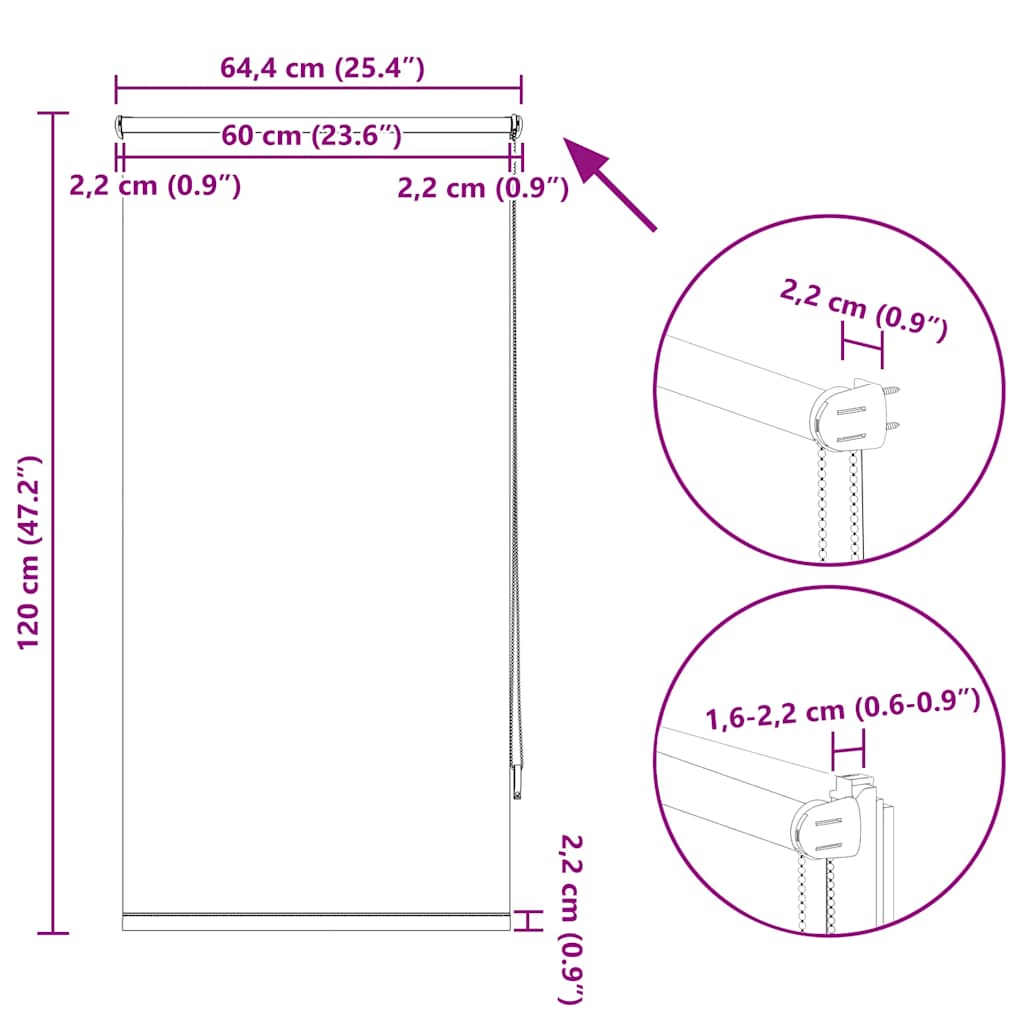 Zatemňovací roleta 64,4 x 120 cm, šířka látky 60 cm, bílá - obrázek 18