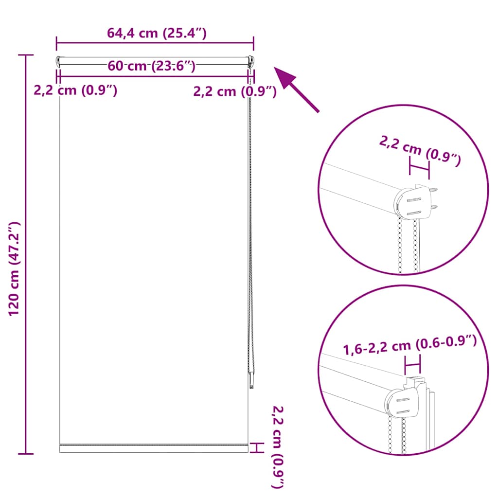 Zatemňovací roleta 64,4 x 120 cm, šířka látky 60 cm, krémově bílá - obrázek 18