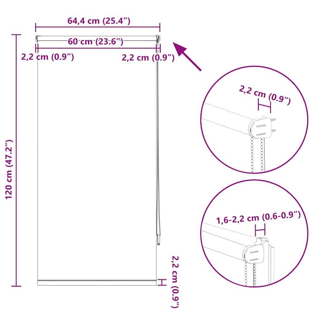 Rolgordijn verduisterend 64,4 x 120 cm stofbreedte 60 cm koffiebruin image 18