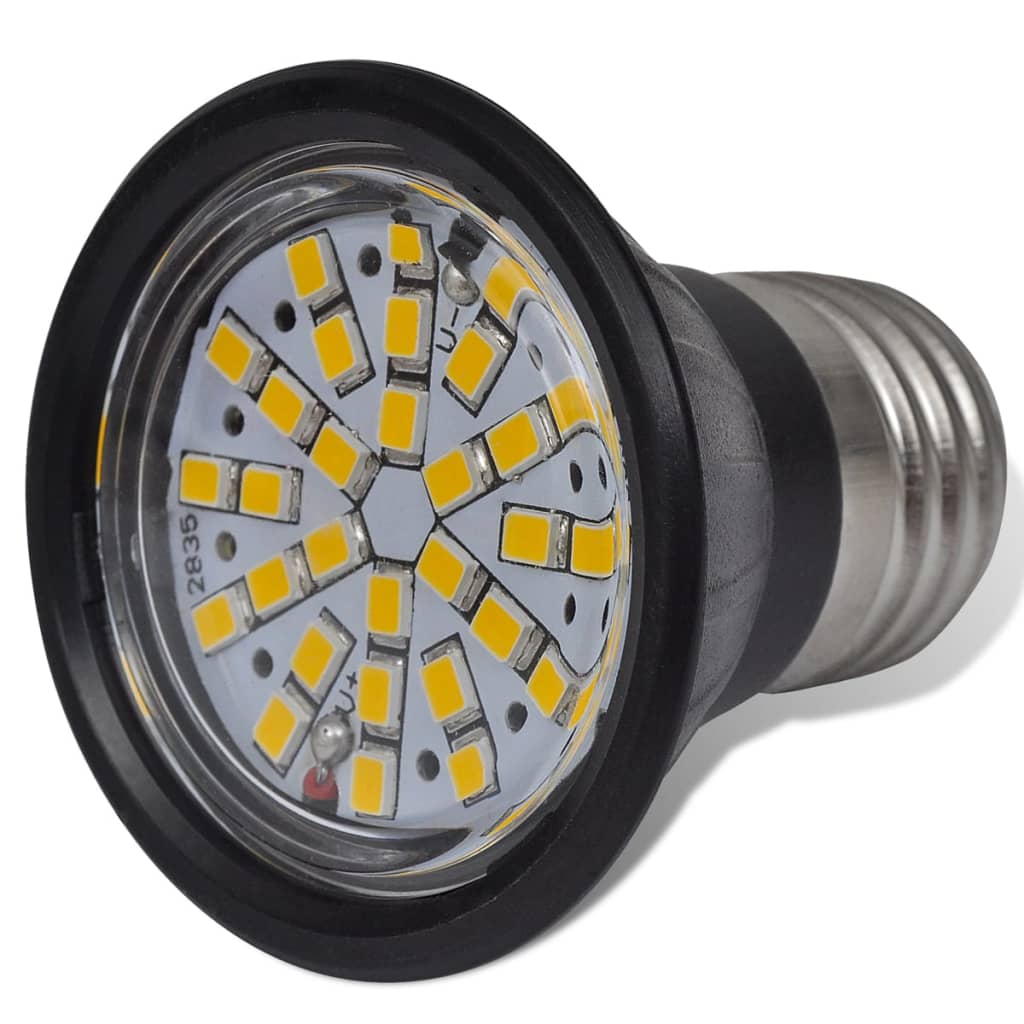 LED indbygningsspot Sæt 10 LED Pærer Sort 3W E27 Varm Hvid