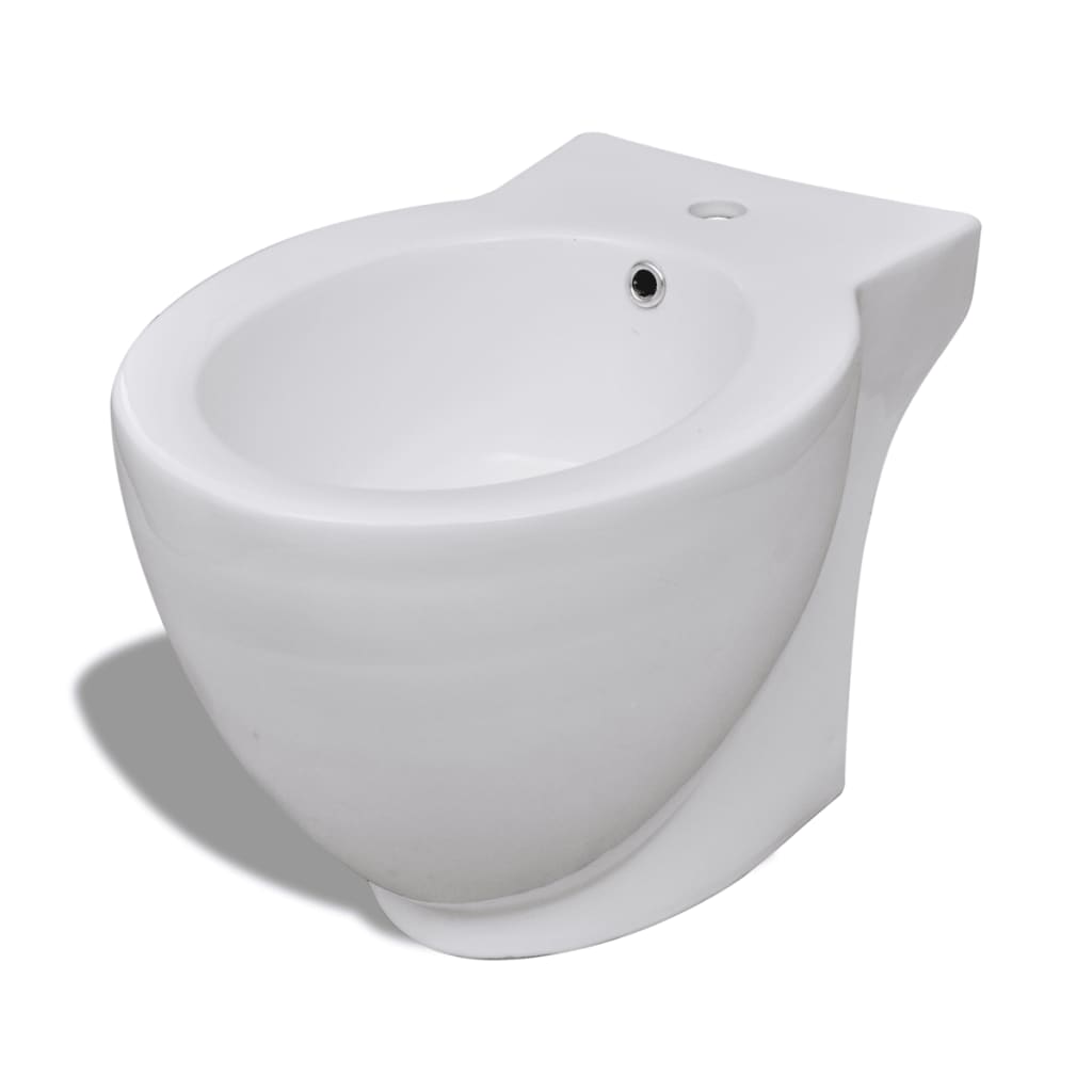 Kulatý bidet volně stojící, bílý, vysoce kvalitní keramika