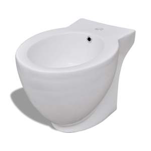 Kulatý bidet volně stojící, bílý, vysoce kvalitní keramika - obrázek 2
