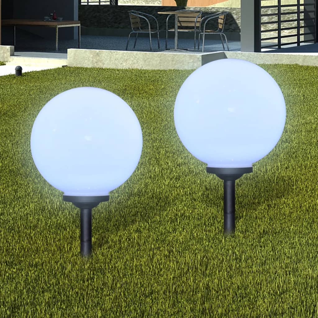 Lămpi solare de grădină în formă de glob cu țepușă LED 2 buc. vidaXL