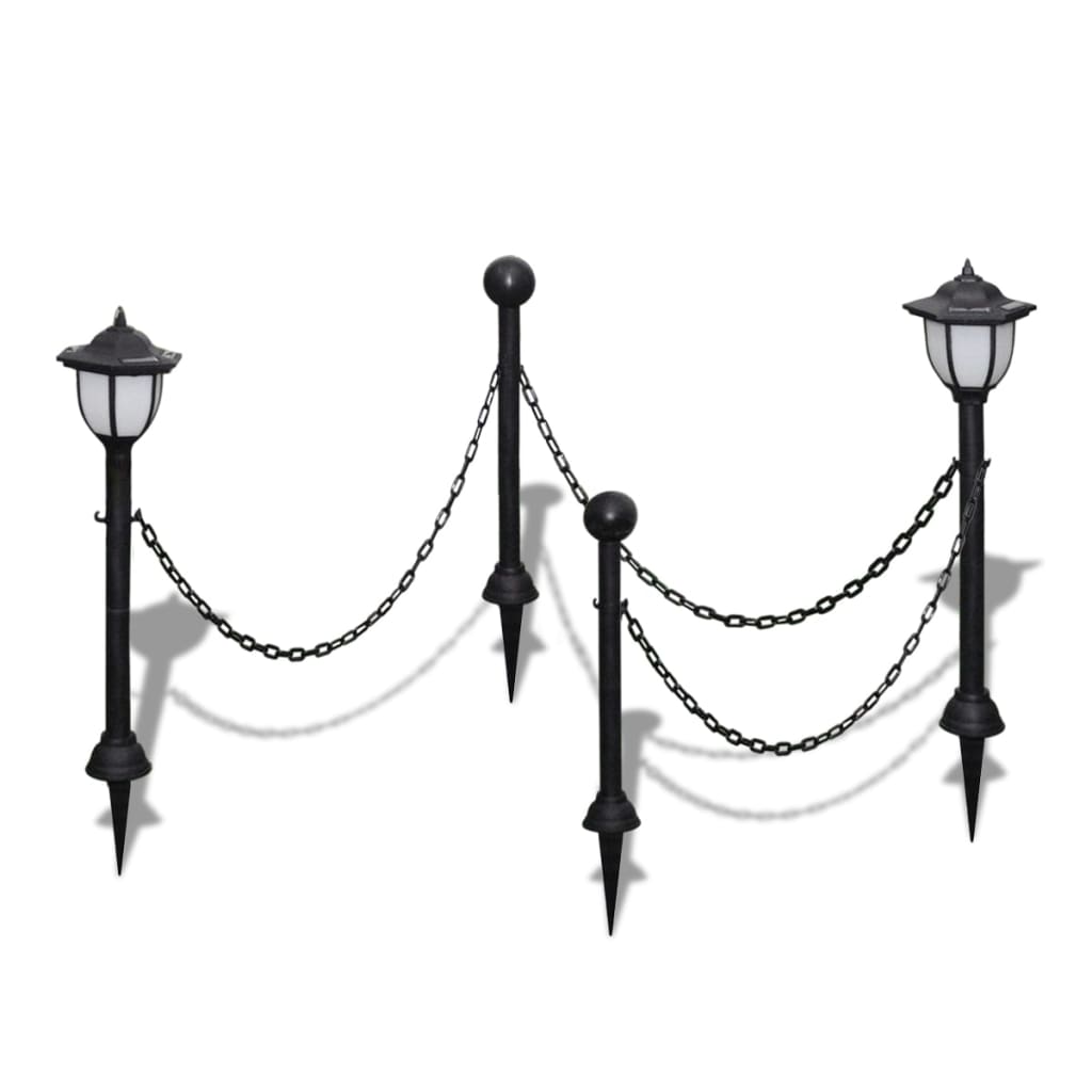 2/4x Solar Lights with Chain Fence and Poles LED Outdoor Garden Light vidaXL