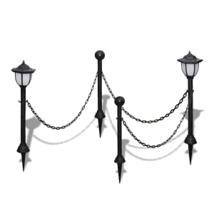 Řetězový plot se solárními světly 2 LED lampy 2 sloupky - obrázek 2