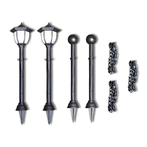 Řetězový plot se solárními světly 2 LED lampy 2 sloupky - obrázek 4