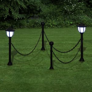 Řetězový plot se solárními světly 2 LED lampy 2 sloupky - obrázek 1