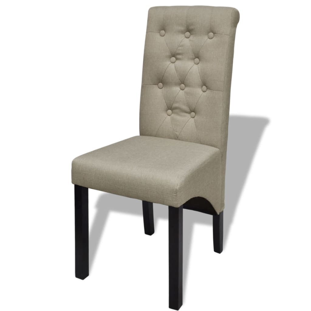 vidaXL Valgomojo kėdės, 6 vnt., smėlio spalvos, audinys