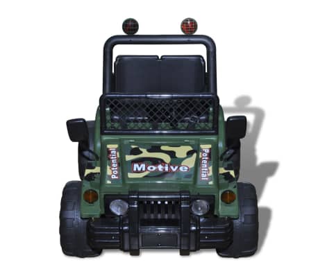 Otroški avto električna motorna igrača za dva otroka vojaško zelena