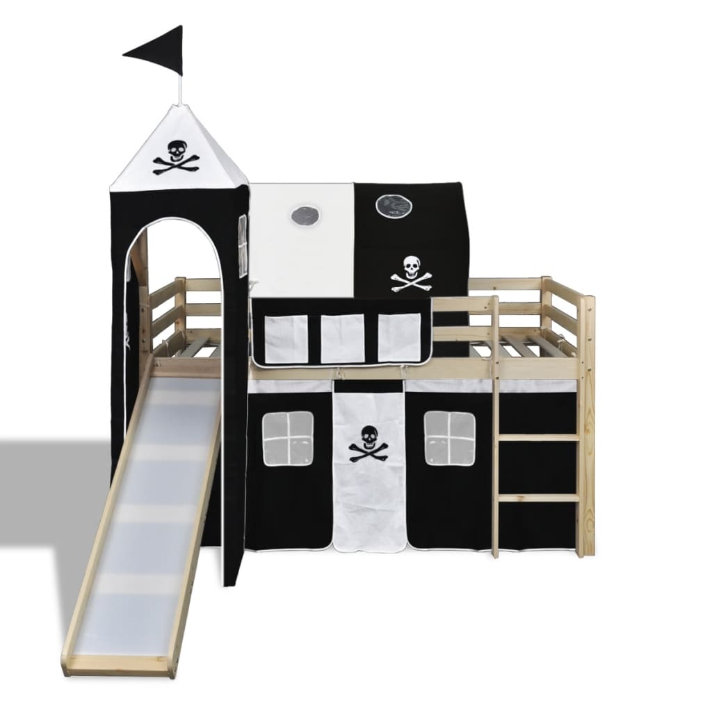 

vidaXL Hoogslaper piraat met schuine ladder (naturel)