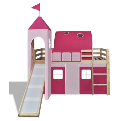 Letto a soppalco con scivolo e scala a castello principessa rosa