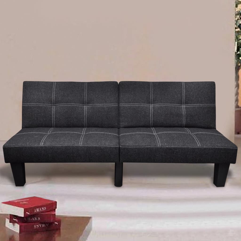 vidaXL Canapea extensibilă, negru, material textil, reglabil