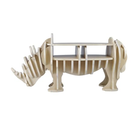 Wooden Rhino Home Decor Shelf Book Organizer Side Table