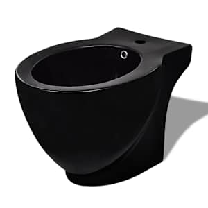 Keramický bidet kruhový s otvorem pro baterii, volně stojící - černý - obrázek 2