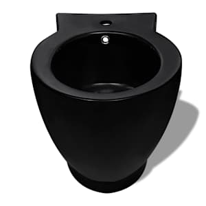 Keramický bidet kruhový s otvorem pro baterii, volně stojící - černý - obrázek 4