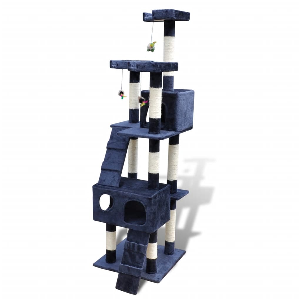 Cat Tree Cat Scratching Post 170 cm 2 Condos Dark Blue