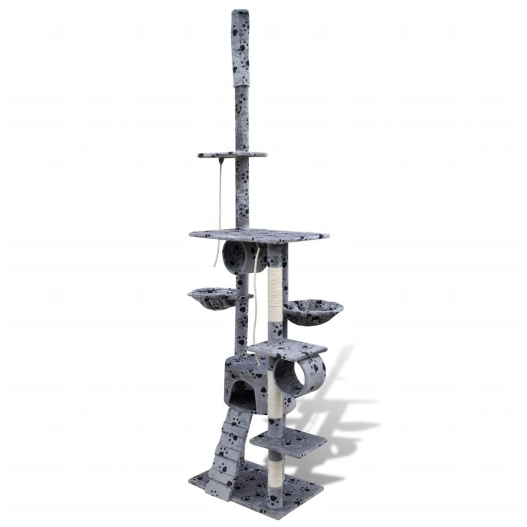 

vidaXL Kattenkrabpaal Tommie 220/240 cm 1 huisje (grijs) met pootafdrukken