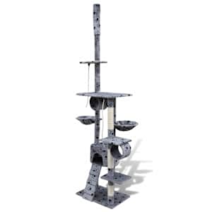 Cat Tree Cat Scratching Post 220 - 240 cm 1 Condo Grey with Pawprints